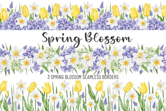 Download Watercolor Seamless Border Spring Flower - Border Collection