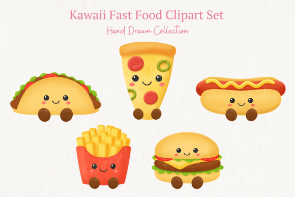 Download Kawaii Fast Food Clipart Bundle - Fast food Collection