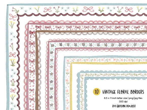 Download Vintage Floral Border Watercolor PNG - Premium Resources