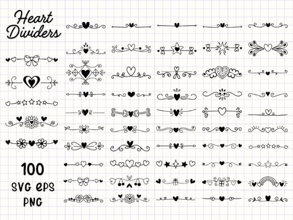 Download Heart Dividers SVG Heart Border Clipart - Premium Bundle